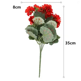 Decorative Flowers Silk Bouquet Artificial Geranium Red Pink 5 Head Begonia Flower For Wedding Table Home Party Decoration