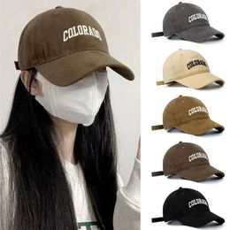 Soft Cotton Baseball Caps Solid Letter Embroidery Men Women Cap Hip Hop Sunscreen Adjustable Casual Outdoor Visor Hats 240311