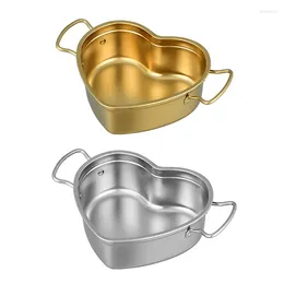 Cookware Sets 2024 Portable Mini Soup Pot Heart-shaped Cooking Saucepan Stainless Steel