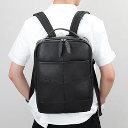 Backpack Black Leather Laptop Shoulder Bag Men Crossbody Messenger Bags Backbags Handbag Male Business Casual School Boy