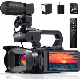 Capture Stunning 4K Videos with this 64MP Camcorder! 18X Zoom, Auto Focus, WiFi, Stabilizer, Mic, Remote Control & 4500mAh Battery for YouTube Vlogging