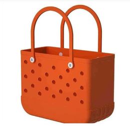 Storage Bags Waterproof Bogg Bag Tote Beach Bag Solid Punched Organizer Basket Summer Water Park Handbags Large Women's Stock Gifts 338