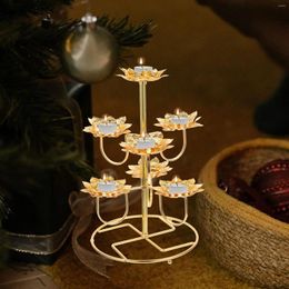 Candle Holders Gold Metal Lotus Butter Lamp Holder For Temples Buddhist Supplies Patio Restaurants Living Room Light Tray