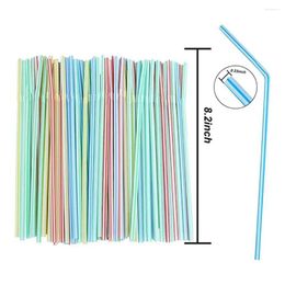 Drinking Straws 1500 Pcs 21cm Colorful Disposable Plastic Curved Restaurant Wedding Birthday Party Bar Drink Accessories Kitchen