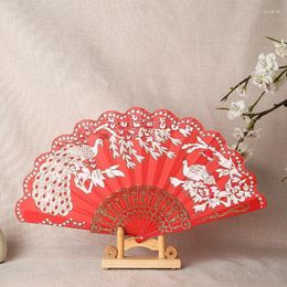 Decorative Figurines Chinese Style Peacock Plastic Fan Dancing Lady Wedding Ironing Gold Powder