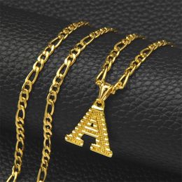 Shamty AZ Letters Pendant Necklaces For Women Men Girls English Initial Alphabet Figaro Chains Gold Color Jewelry A10001 240311