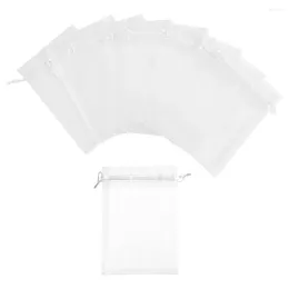 Gift Wrap 100Pcs White Organza Bags Wedding Party Favour Jewellery Candy Drawstring Pouches Christmas Birthday Gifts Decor