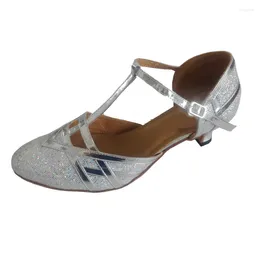 Dance Shoes Customized Heel Women's Closed Toe Ballroom Evening Party Modern Wedding Latin Salsa Silver Sparkling Upper Shoe
