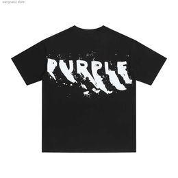 Men's T-Shirts Purple Brand 2024 summer new strt tide brand splash ink letters printing cotton loose short-slved T-shirt fashionable T240401