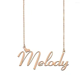 Pendant Necklaces Melody Name Necklace Custom Nameplate For Women Girls Friends Birthday Wedding Christmas Mother Gift