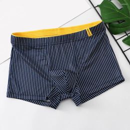 Underpants Men's Boxer Shorts Breathable Underwear For Men Elastic Waistband Stripe Pattern Ideal Daily Lingerie