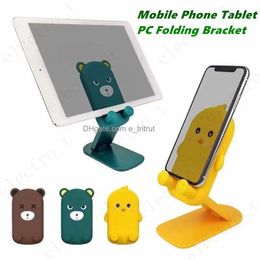 Cartoon Bear Duck universal phone holder folding Bracket for Cellphone 7 inch or less tablet PC stand With Retail Package