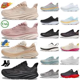 Womens Mens Clifton 9 Bondi 8 Jogging Running Shoes Platform Mesh Cloud Outdoor Sports Trainers Free People Triple White Black Bellwether Blue Sneakers Runners