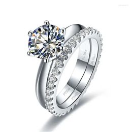 Cluster Rings Moissanite Set Jewel 1Ct 6.5Mm D Color Platinum 950 Ring Womens Diamond Drop Delivery Jewelry Dhmfd