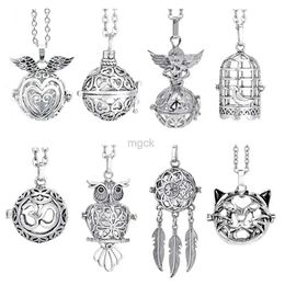 Pendant Necklaces Chime Music Pregnancy Mexico Angel Ball Caller Aromatherapy Necklace Vintage Punk Essential Oil Diffuser Locket Necklace 240330