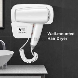 Hair Dryers High Power Wall Mounted Hotel Hair Dryer No Punch Negative Ion Fast Drying Home Bathroom Hot Cool Air Lightweight Hair Blower 240401