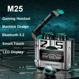 Earphones Wireless Bluetooth Magnetic Hatch Metal Mechanical Waterproof Dual Ear Digital Display In Ear Sport Gaming earphones With Mic