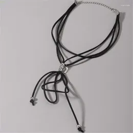 Choker Sophisticated Shaped Pendant Necklace With Stylish Ribbon Accent For Women NM