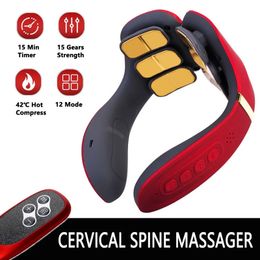 Heating12 Heads Back And Neck Massager 15 Gears Electric Neck Massage Instrument Massagers For Relieve Cervical Spondylosis 240329