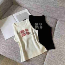 high quality Miu Designer T Shirt Women Hot Drill Embroidered Letters Tshirts Womens Clothes T Shirt Designer Women Sexy Halter Tops Party Crop Summer Backless
