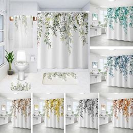 Shower Curtains Plant Flower Waterproof Polyester Bathroom Dry And Wet Separation Partition Curtain Wholesale Retail Accessories