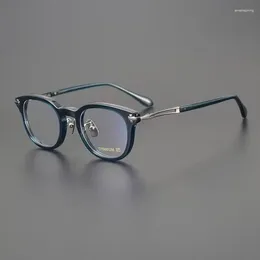 Sunglasses Frames High Quality Acetate Titanium Glasses Frame Men Retro Round Literary Style Eyeglasses Clear Lens Prescription Eyewear