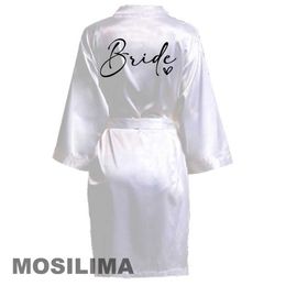 5XYK Sexy Pyjamas Bride Bridesmaid Wedding Robe Kimono Bathrobe Gown Nightgown Casual Satin Short Women Sexy Nightwear Sleepwear SP226 2404101