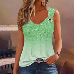 Camisoles & Tanks 2024 Ladies Fashion Bohemian Tank Top V-Neck Sleeveless Crop Casual Gradient Streetwear Tops Female Clothing Holiday