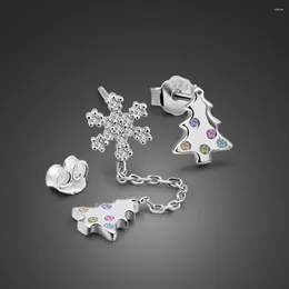Stud Earrings Women's 925 Sterling Silver Earrings-Christmas Tree / Snowflake Pendant Earrings-Female Jewellery SE203020k