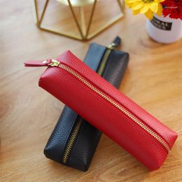 Storage Bags PU Leather Pencil Case School Pen Bag Cute Kawaii Protective Sleeve Small Sign Cover Gifts