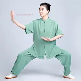 Ethnic Clothing 2024 Traditional Chinese Tai Chi Uniform Vintage Sports Outdoor Walking Training Exercise Wushu Martial Arts Set