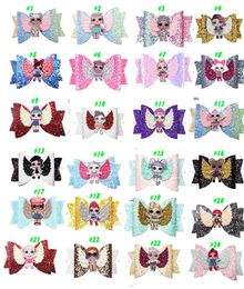 24 Style LOLS urprise Girls Hairpin Baby Sequin Glitter Bow Clips Girls Bowknot Barette Kids Hair Boutique Bows Children Hair Acce4134229