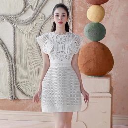 2023 women's dress lace patched cape temperament fashion celebrity style light luxury Cocktail dress heavy industry women dress