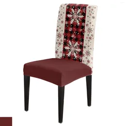 Chair Covers Christmas Snowflake Plaid Cover Set Kitchen Stretch Spandex Seat Slipcover Decor Dining Room