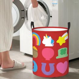 Laundry Bags A Set Of Lucky Charms Circular Hamper Storage Basket With Two Handles Great For Kitchens Clothes