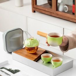 Teaware Sets Creative Cabbage Shape Travel Portable Outdoor Ceramic Glass Tea Brewing Tools Housewarming Gifts