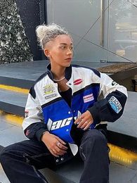 Japanese Harajuku Vintage Streetwear fashion Mens hip-hop Bomber Blackaid Motorcycle Varsity Jacket Street Clothes in 1990s 240320