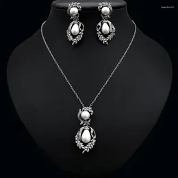 Necklace Earrings Set Exquisite Pearl Drop And Stud Bridal For Wedding Accessories