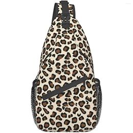 Backpack Leopard Print Cross Chest Bag Diagonally Sling Fashion Travel Hiking Daypack Crossbody Shoulder Casual