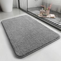 Bath Mats Simple Solid Color Microfiber Mat Bathroom Carpet Absorbent Foot Shower Room Toilet Door Non-slip Rug