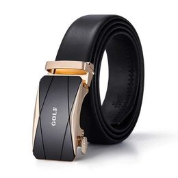 Belts Golf genuine mens denim belt fashionable business belt casual automatic buckle belt youth fashion belt Q240401