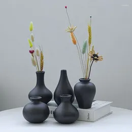 Vases Nordic Minimalist Small Black Vase Ceramic Flower Bottle Living Room Desktop Decorations White Crafts