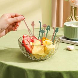 Forks 36 Pcs Transparent Disposable Picks Cupcake Dessert Salad Fruit Fork Party Supplies Two-tin