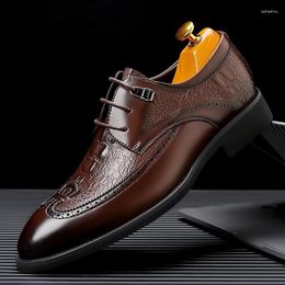 Dress Shoes Trend Men Brogue Lacing Oxford Mens Youth Fashion Black Brown Man