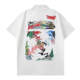 Men's Short sleeve Hawaiian shirt Fashion beach shirt single breasted large print letter Silk Twill bowling Casual Shirt Swimming men's summer dress shirt #27