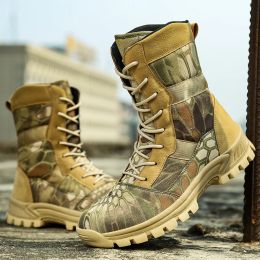 Boots New Camouflage Military Tactical Ankle Boots Men Outdoor Leather Desert Combat Man Boots Usa Army Hunting Boots for Men Shoes