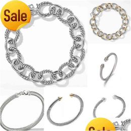 Bangle Jewelry Mens Dy Trend Bracelet Gold Charm Designer Women Platinum Twisted Wire Bracelets Round Plated Head Fashion Drop Delive Dhn9Z