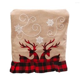 Chair Covers Christmas Back Cover Xmas Embroidered Elk Home Dinner Festival Kitchen Holiday Wedding Room Decor