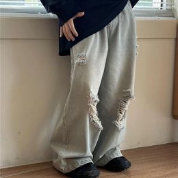 Trousers Children Pants 2024 Spring And Summer Fashionable Korean Style Retro Grey Blue Boys Girls Casual Simple Denim