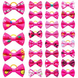 Dog Apparel 30pcs Pink Small Hair Bows Cat Mix 30colours Rubber Bands Pet Bow Grooming Supplies Wholesale